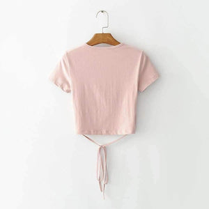 Planet Gates Gray / One Size Wrap crop top women tops t shirt kawaii long sleeve v neck black white pink casual tshirt sexy ladies tees