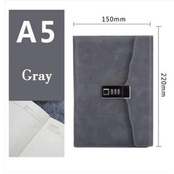 Planet Gates gray Paperboat retro A5 notebook logo customize with lock free logo name custom writing pads lockable password diary student gift