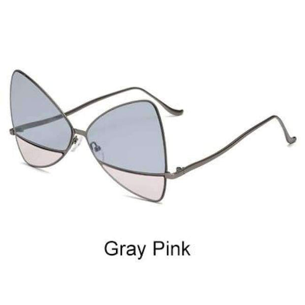 Ralferty 2018 Oversized Butterfly Sunglasses Women Cloudy Glasses Candy Colors Eyewear Accessories Irregular Eyeglasses B016 - Gray Pink