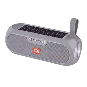 Planet Gates Gray Portable Column WirelessBluetooth Bass Speaker Stereo Music Box Solar Power Bank Boombox Waterproof USB AUX FM Radio Super Bass