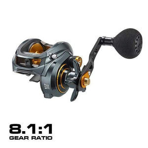 Planet Gates Gray Power Handle / Right Hand / SPAIN 300 Low Profile Baitcasting Reel 15KG Max Drag 8+1 Bearings Aluminum Frame Freshwater Saltwater Fishing Reel