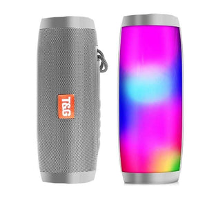Planet Gates Gray Powerful Portable Speakers Bluetooth Speaker Column Wireless Speaker With LED Night Light TF Card FM Radio Boombox Built-in Mic