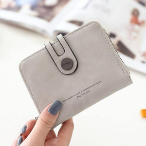 Planet Gates Gray PU Leather Short Women Wallet Zipper Small Women Wallets Card Bag With Coin Purse Pockets Credit Holders
