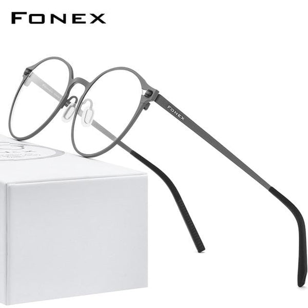 Planet Gates Gray Pure Titanium Glasses Frame Women Retro Round Prescription Eyeglasses 2020 New Men Antiskid Optical Screwless Eyewear 8530