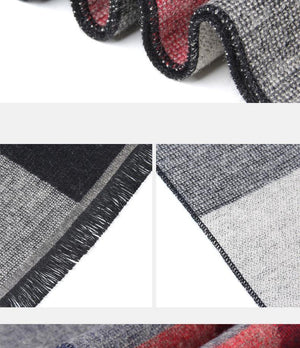 Planet Gates Gray red striped / 180 X 30cm Winter scarf men Vintage Soft Black Striped scarves luxury shawl Warm wrap Imitation cashmere