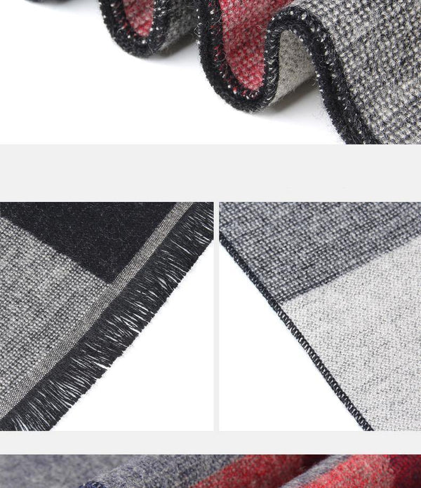 Planet Gates Gray red striped / 180 X 30cm Winter scarf men Vintage Soft Black Striped scarves luxury shawl Warm wrap Imitation cashmere