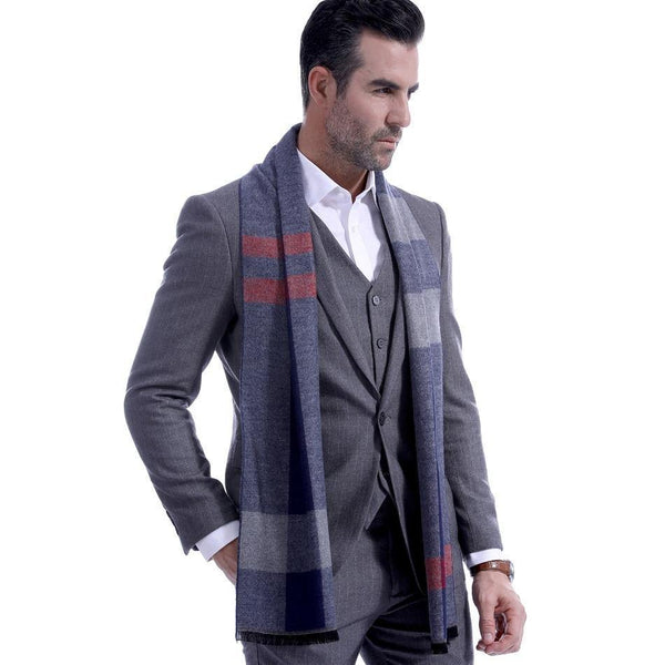 Planet Gates Gray red striped / 180 X 30cm Winter scarf men Vintage Soft Black Striped scarves luxury shawl Warm wrap Imitation cashmere