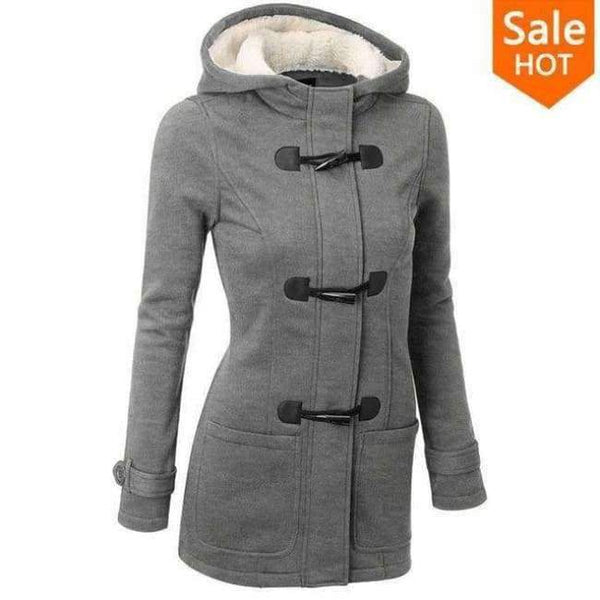 Planet Gates Gray / S Causal Coat 2018 New Spring Autumn Women's Overcoat Female Hooded Coat Zipper Horn Button Outwear Jacket Casaco Feminino
