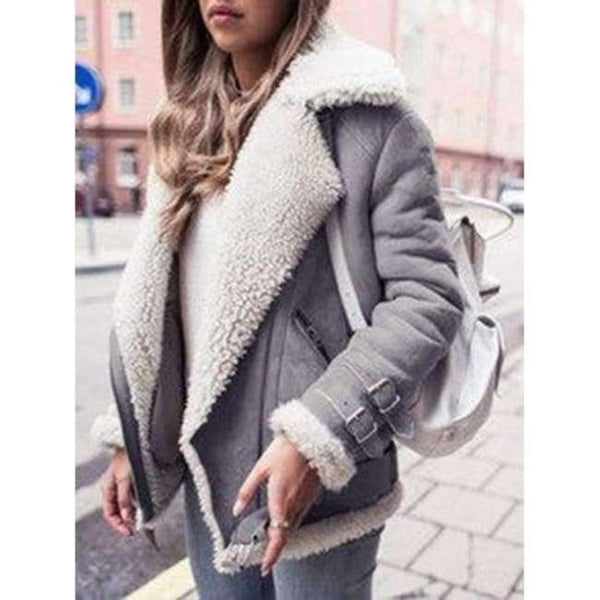 Planet Gates Gray / S / China Winter Jackets Women Loose Flocking Warm Thick Coat Women Casual Suede Woman Parkas Velvet Cotton Outerwears WWJ930