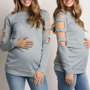 Planet Gates Gray / S / China Women clothing Round Neck Pure Loose Maternity ClothesLong Sleeve Top Blouse Shirt ropa de mujer pregnancy Nursing