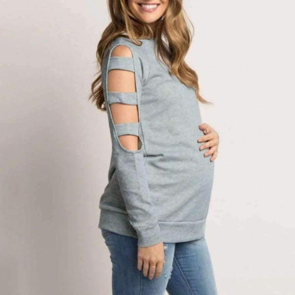 Planet Gates Gray / S / China Women clothing Round Neck Pure Loose Maternity ClothesLong Sleeve Top Blouse Shirt ropa de mujer pregnancy Nursing
