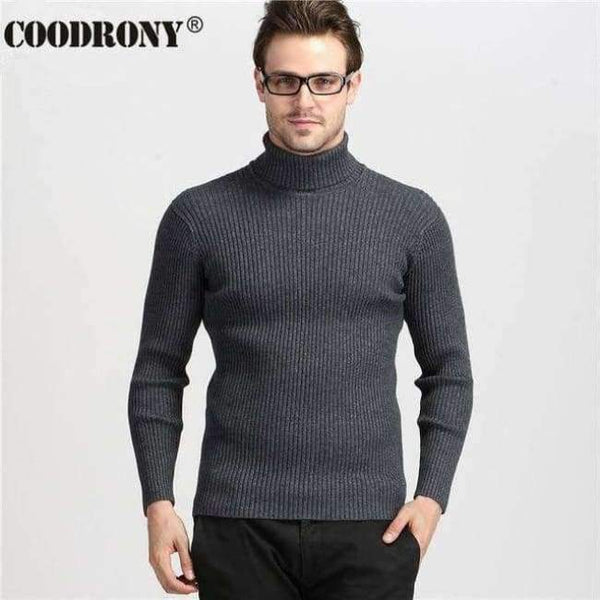 Planet Gates Gray / S COODRONY Winter Thick Warm Cashmere Sweater Men Turtleneck Mens Sweaters Slim Fit Pullover Men Classic Wool Knitwear Pull Homme
