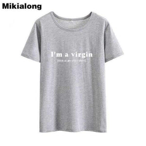 Planet Gates Gray / S I'm A Virgin Funny T Shirts Women 2018 Summer Short Sleeve Cotton Tee Shirt Femme Loose Tumblr Tshirt Women Tops