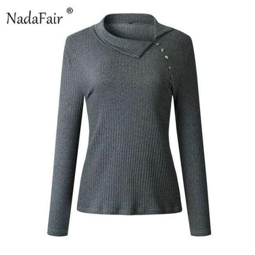 Planet Gates Gray / S Long sleeve neck knitted t shirts women tops female 2018 autumn winter casual slim tees ladies pullover t-shirts