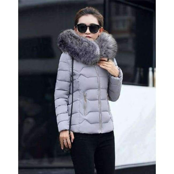 Planet Gates gray / S New Fashion Winter Jacket Women Fake Raccoon Fur Collar Winter Coat Women Parkas Warm Down Jacket Female outerwear