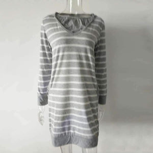 Planet Gates Gray / S Plus Size Pregnancy Autumn Women Maternity Clothes Hooded Breastfeeding Striped T-shirt Nursing Clothes for Pregnant Women