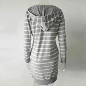 Planet Gates Gray / S Plus Size Pregnancy Autumn Women Maternity Clothes Hooded Breastfeeding Striped T-shirt Nursing Clothes for Pregnant Women