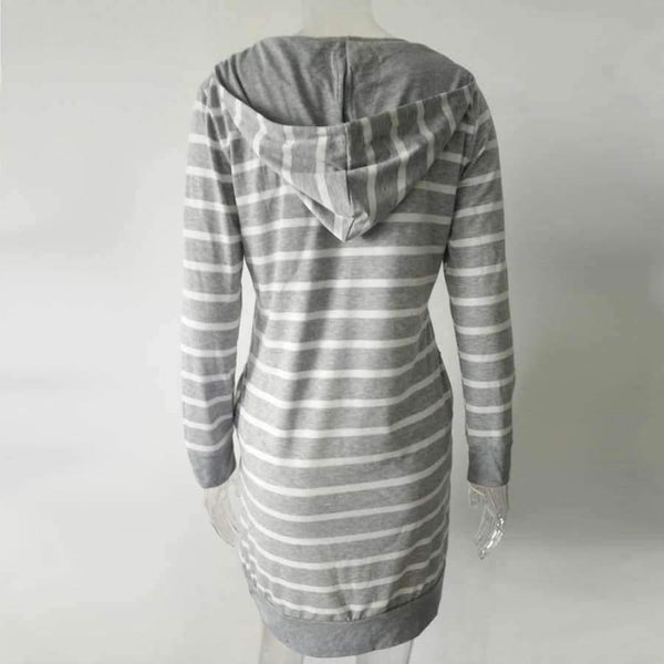 Planet Gates Gray / S Plus Size Pregnancy Autumn Women Maternity Clothes Hooded Breastfeeding Striped T-shirt Nursing Clothes for Pregnant Women