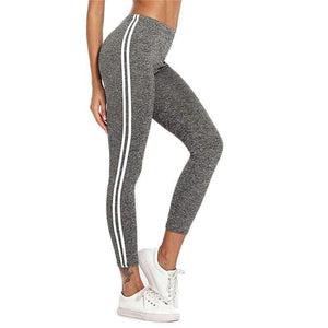 Planet Gates Gray / S Striped Tape Side Elastic Waist Leggings Grey Crop Sporting Leggings Women New Arrivials Summer Athleisure Leggings