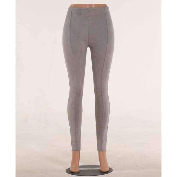 Planet Gates Gray / S Suede fabric elastic waist legging autumn winter package hip pure color beading pants with zipper ladies trousers ZB-D019