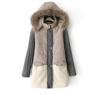 Planet Gates Gray / S Winter jacket women 2018 Female Hooded knitting sleeve Down Jacket Warm Winter Slim Parkas Ladies Coat  Winte Plus Size