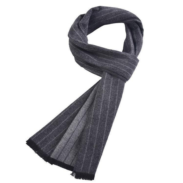 Planet Gates Gray Scarf men luxury striped Business Warm Cashmere Scarf Soft Tassel ethnic Shawl Wrap Winter scarf