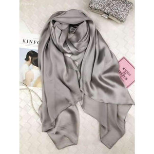 Planet Gates gray Scarf Women 100% Natural Silk Wraps Shawls and Scarves 180*90cm Hijabs Solider Colors Beach Cover up