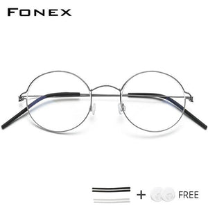 Planet Gates Gray Screwless Eyewear Prescription Eyeglasses Frame Women Round Myopia Optical Denmark Korean Glasses Frame Men Titanium 98607