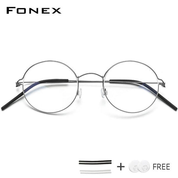 Planet Gates Gray Screwless Eyewear Prescription Eyeglasses Frame Women Round Myopia Optical Denmark Korean Glasses Frame Men Titanium 98607