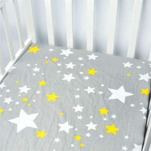 Planet Gates gray stars Baby Crib Fitted Sheet 100% Cotton Infant Bed Mattress Cover Baby Bedding Set Cartoon Toddler Girls Boys Bedding Size 130*70cm