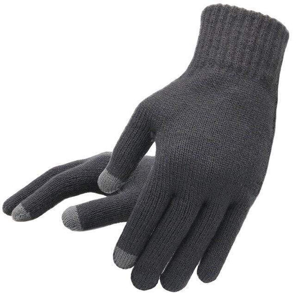 Planet Gates Gray-Thin / One Size Winter Autumn Men Knitted Gloves Touch Screen High Quality Male Thicken Warm Wool Cashmere Solid Gloves Men Mitten Business