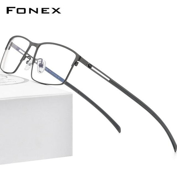 Planet Gates Gray Titanium Alloy Glasses Frame Men  Square Prescription Eyeglasses Myopia Optical Frames Korean Screwless Eyewear F1010