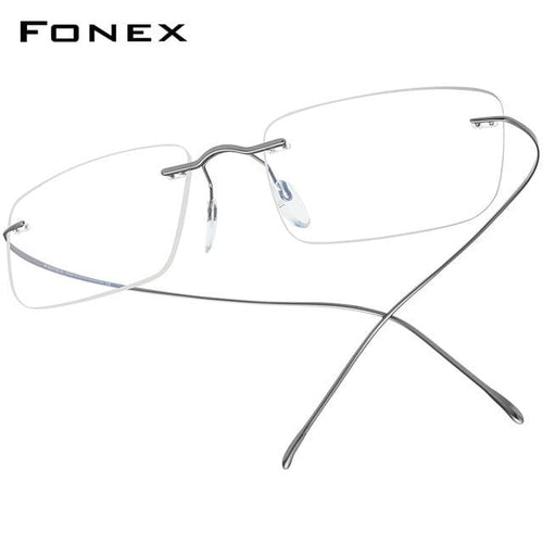 Planet Gates Gray Titanium Glasses Frame Men 2020 Women Rimless Prescription Square Eyeglasses Frames Myopia Optical Korean Eyewear F85634