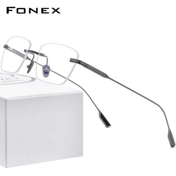 Planet Gates Gray Titanium Glasses Frame Men 2021 New Women Rimless Prescription Square Eyeglasses Frameless Myopia Optical Eyewear F85643