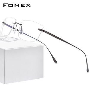 Planet Gates Gray Titanium Glasses Frame Men Rimless Prescription Square Eyeglasses 2021 Women Frameless Myopia Optical Eyewear 8555