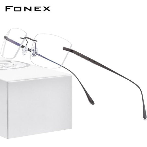 Planet Gates Gray Titanium Glasses Frame Men Rimless Prescription Square Eyeglasses 2021 Women Frameless Myopia Optical Eyewear 8555