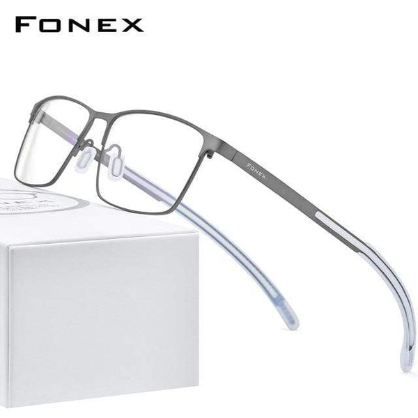Planet Gates Gray Titanium Glasses Frame Men Square Myopia Optical Prescription Eyeglass Frame Man 2020 Antiskid Silicone Eyewear 8521
