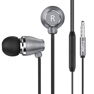Planet Gates Gray TOPK F07 Stereo Bass Earphone  3.5mm Jack In-ear Sport Wired Earphones with mic for iPhone Xiaomi Samsung Phone Computer Headset