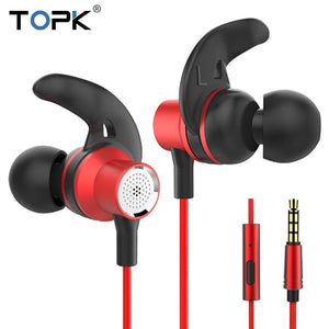 Planet Gates Gray TOPK T13 Bass Stereo Sport Earbuds Earphones Wired Control With Built-in Microphone for iPhone Samsung Xiaomi Huawei