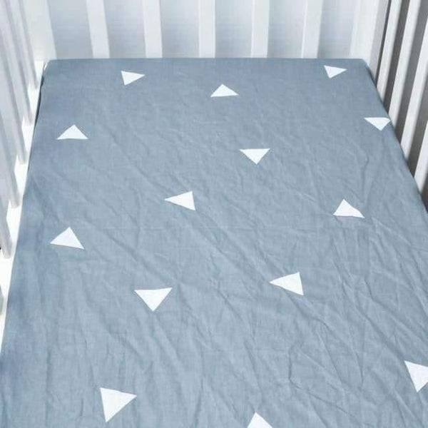 Planet Gates gray triangles Baby Crib Fitted Sheet 100% Cotton Infant Bed Mattress Cover Baby Bedding Set Cartoon Toddler Girls Boys Bedding Size 130*70cm