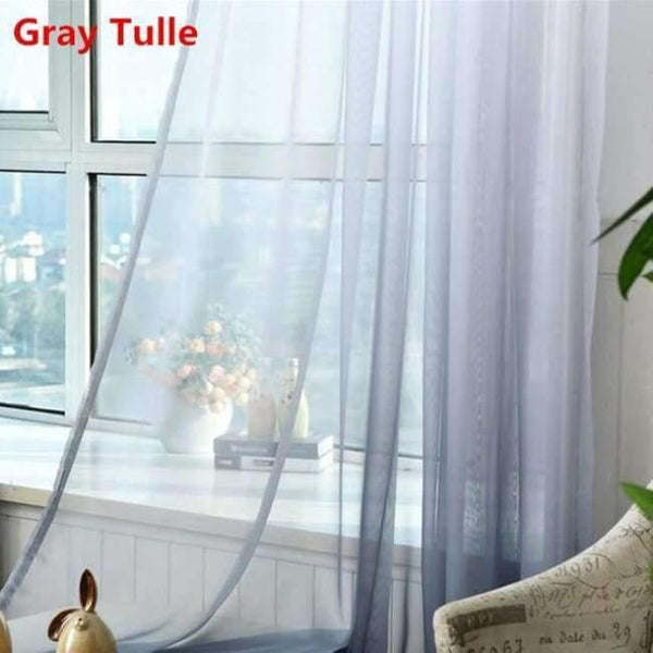 Planet Gates Gray Tulle / W100CM X H180CM / Hook Curtains Gradient Print Voile Curtain Modern Window Living Room Tulle Curtains Drapes Gray Fabric Cortinas T&185 #30