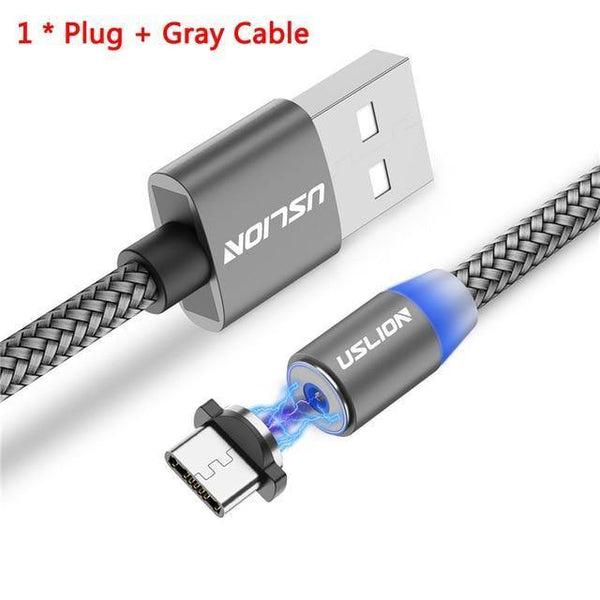 Planet Gates Gray / Type C USLION 1M 2A LED Magnetic Cable For Micro USB Type C Phone Cable for Xiaomi POCOPHONE F1 Samsung S9 Charge Magnet Plug Charger
