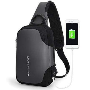 Planet Gates Gray USB / China Anti-thief Crossbody Bag Waterproof Men Sling Chest Bag Fit 9.7 inch Ipad Fashion Shoulder Bag