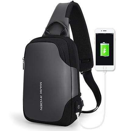 Planet Gates Gray USB / China Anti-thief Crossbody Bag Waterproof Men Sling Chest Bag Fit 9.7 inch Ipad Fashion Shoulder Bag