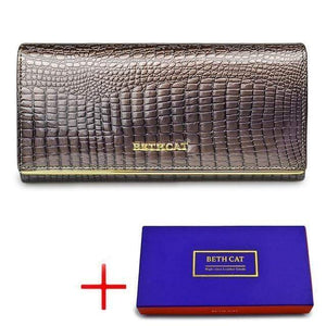 Planet Gates Gray with box Women Wallet and Purses Genuine Leather Female Coin Card Holder Purse Ladies Money Bags Alligator Cow Wallets