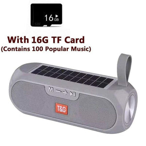 Planet Gates Gray with TF card Portable Column WirelessBluetooth Bass Speaker Stereo Music Box Solar Power Bank Boombox Waterproof USB AUX FM Radio Super Bass