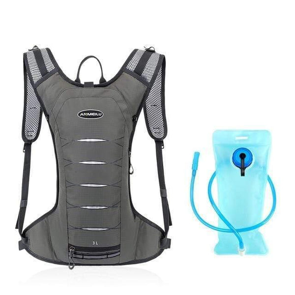 Planet Gates gray with water bag 3L Camping Hydration Backpack 2L Water Bag Outdoor Sports Running Marathon Cycling Backpack Hiking Hydration Bladder