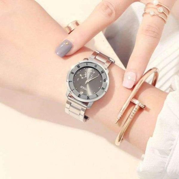 Planet Gates gray women Lovers Watch Men And Women Luxury Watch for Couples Stainless Steel Strap Fashion Calendar Dress Quartz Wristwatches Box Packing