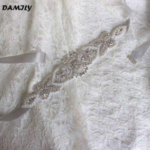 Planet Gates Gray Women's Wedding Belts Rhinestone Wedding Dress Belt Wedding Accessories Satin Ribbon Bridal Sash Party Gown Bride Crystal Belt