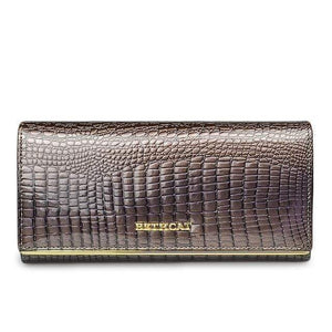Planet Gates gray Women Wallet and Purses Genuine Leather Female Coin Card Holder Purse Ladies Money Bags Alligator Cow Wallets